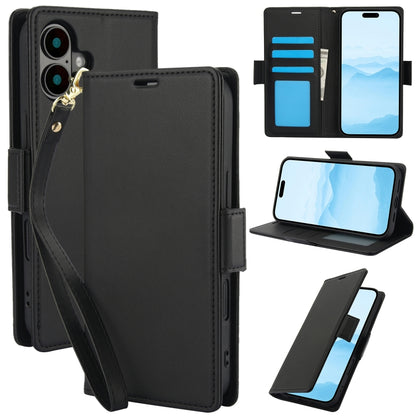 For iPhone 16 Side Buckle RFID Anti-theft Leather Phone Case(Black) - iPhone 16 Cases by PMC Jewellery | Online Shopping South Africa | PMC Jewellery | Buy Now Pay Later Mobicred