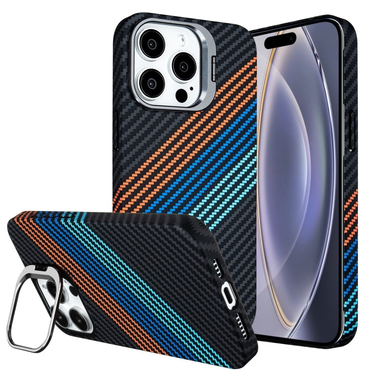 For iPhone 16 Pro Max Carbon Fiber Lens Holder MagSafe Magnetic Phone Case(Black) - iPhone 16 Pro Max Cases by PMC Jewellery | Online Shopping South Africa | PMC Jewellery | Buy Now Pay Later Mobicred