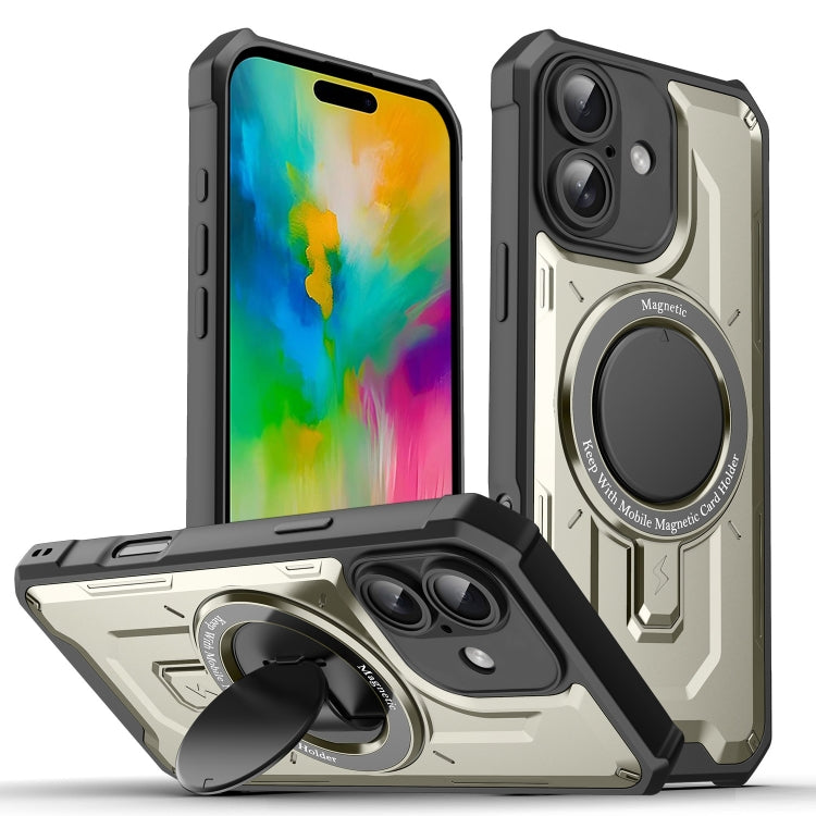 For iPhone 16 Plus Invisible Bracket MagSafe Magnetic Phone Case(Titanium Gray) - iPhone 16 Plus Cases by PMC Jewellery | Online Shopping South Africa | PMC Jewellery | Buy Now Pay Later Mobicred