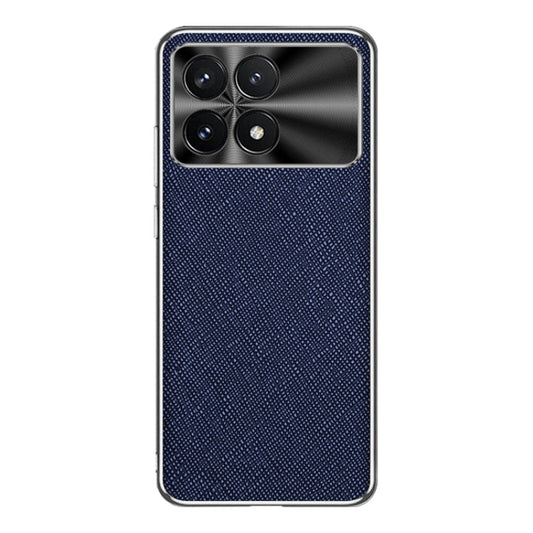 For Redmi K70 Silver Edge Cross Texture PU Leather Phone Case(Sapphire Blue) - K70 Cases by PMC Jewellery | Online Shopping South Africa | PMC Jewellery | Buy Now Pay Later Mobicred