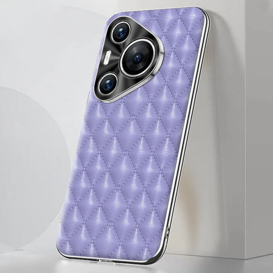 For Huawei Pura 70 Pro / 70 Pro+ Silver Edge Rhombic Texture PU Leather Phone Case(Purple) - Huawei Cases by PMC Jewellery | Online Shopping South Africa | PMC Jewellery | Buy Now Pay Later Mobicred