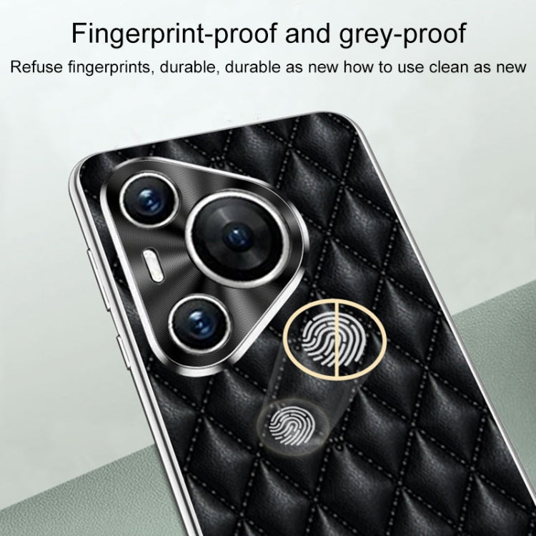 For Huawei Pura 70 Pro / 70 Pro+ Silver Edge Rhombic Texture PU Leather Phone Case(Black) - Huawei Cases by PMC Jewellery | Online Shopping South Africa | PMC Jewellery | Buy Now Pay Later Mobicred