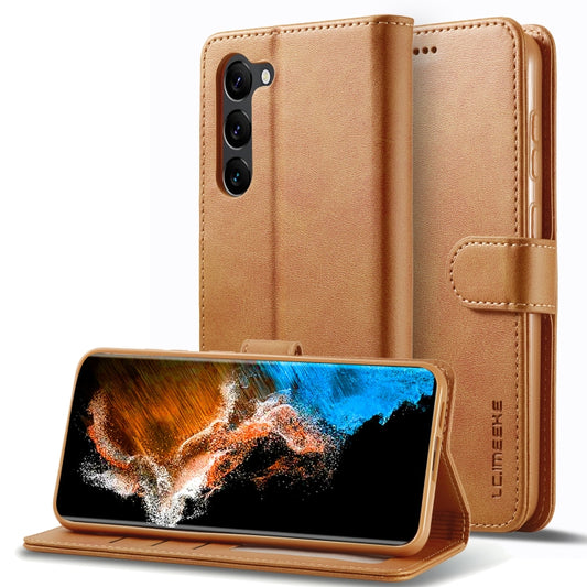 For Samsung Galaxy S25+ 5G LC.IMEEKE Calf Texture Leather Phone Case(Brown) - Galaxy S25+ 5G Cases by LC.IMEEKE | Online Shopping South Africa | PMC Jewellery | Buy Now Pay Later Mobicred