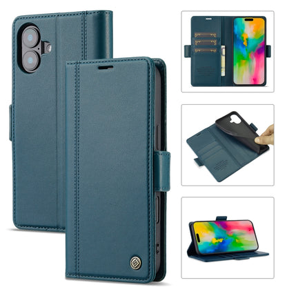 For iPhone 16 Plus LC.IMEEKE Skin-friendly Card Slots Leather Phone Case(Blue) - iPhone 16 Plus Cases by LC.IMEEKE | Online Shopping South Africa | PMC Jewellery | Buy Now Pay Later Mobicred