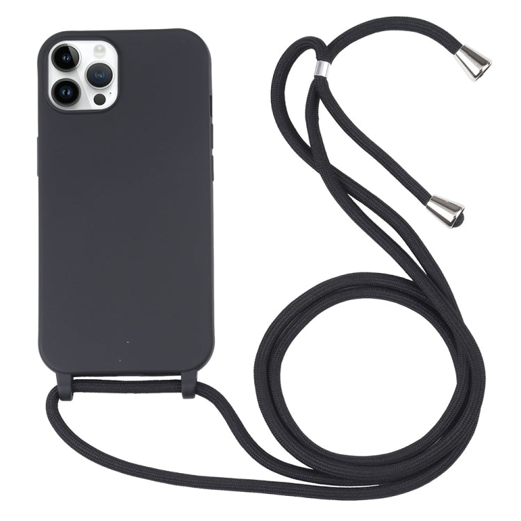 For iPhone 16 Pro Max Candy Colors TPU Protective Phone Case with Lanyard(Black) - iPhone 16 Pro Max Cases by PMC TechLife | Online Shopping South Africa | PMC TechLife | Buy Now Pay Later Mobicred