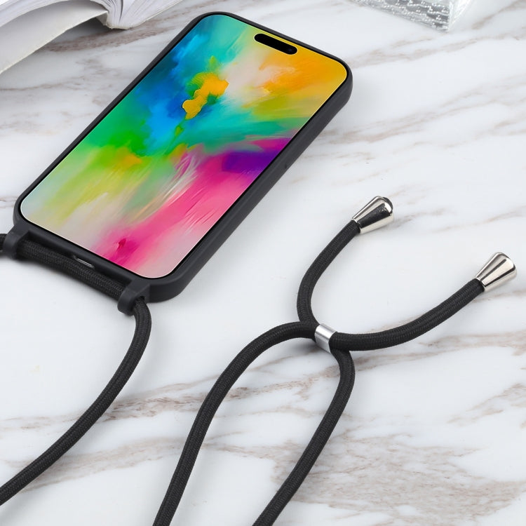 For iPhone 16 Pro Max Candy Colors TPU Protective Phone Case with Lanyard(Black) - iPhone 16 Pro Max Cases by PMC TechLife | Online Shopping South Africa | PMC TechLife | Buy Now Pay Later Mobicred
