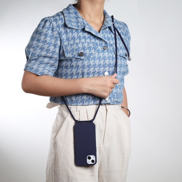 For iPhone 16 Plus Candy Colors TPU Protective Phone Case with Lanyard(Dark Blue) - free shipping - PMC TechLife - Order now!