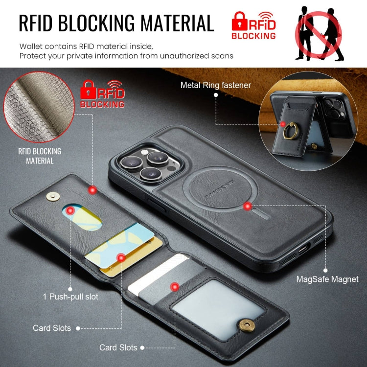 For iPhone 15 Pro DG.MING K1 MagSafe Detachable Wallet RFID Back Cover Phone Case(Black) - iPhone 15 Pro Cases by DG.MING | Online Shopping South Africa | PMC Jewellery | Buy Now Pay Later Mobicred