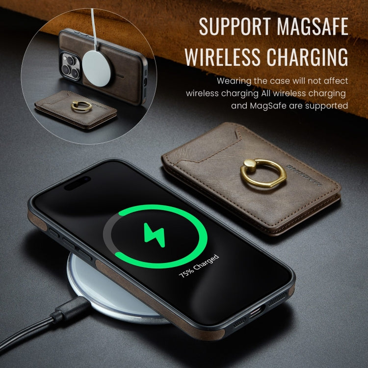 For iPhone 15 Plus DG.MING K1 MagSafe Detachable Wallet RFID Back Cover Phone Case(Coffee) - free shipping - PMC Jewellery - Order now!
