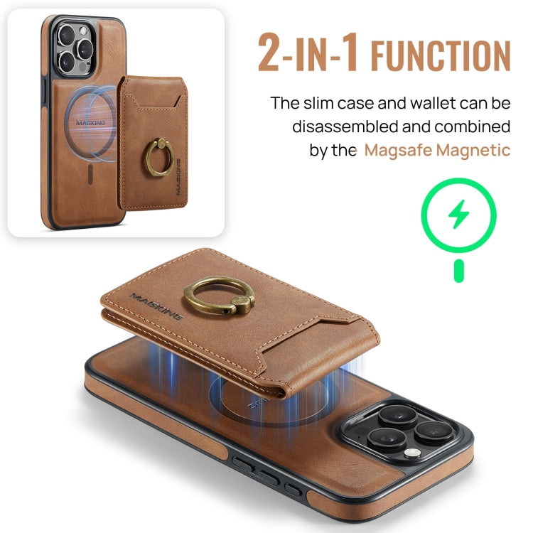 For iPhone 14 Pro DG.MING K1 MagSafe Detachable Wallet RFID Back Cover Phone Case(Brown) - iPhone 14 Pro Cases by DG.MING | Online Shopping South Africa | PMC Jewellery | Buy Now Pay Later Mobicred