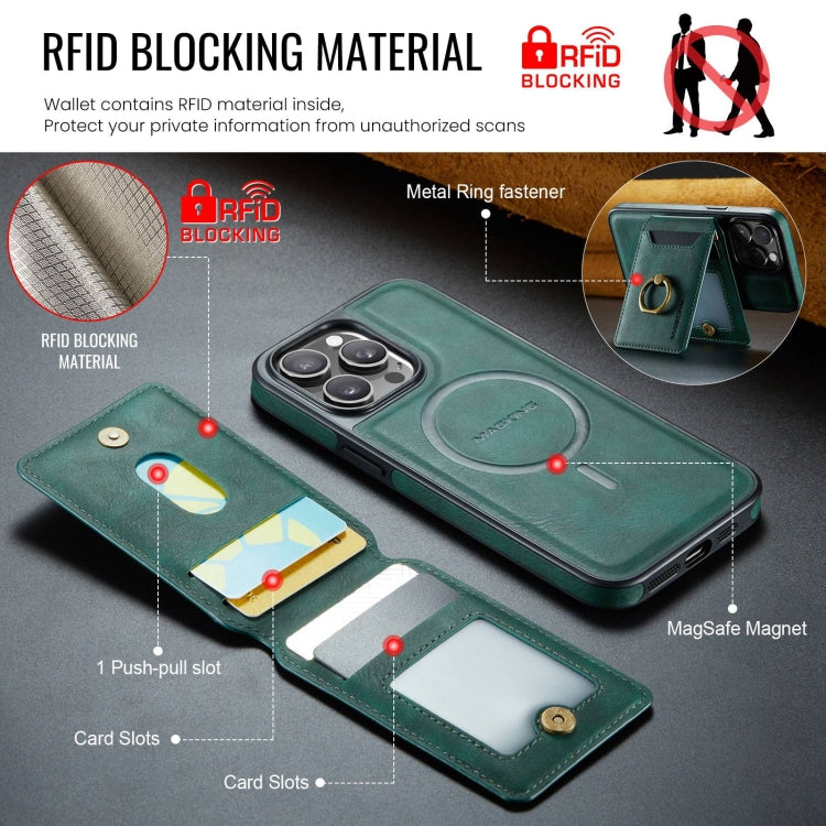 For iPhone 14 Pro DG.MING K1 MagSafe Detachable Wallet RFID Back Cover Phone Case(Green) - iPhone 14 Pro Cases by DG.MING | Online Shopping South Africa | PMC Jewellery | Buy Now Pay Later Mobicred