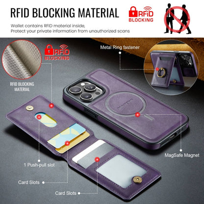 For iPhone 13 DG.MING K1 MagSafe Detachable Wallet RFID Back Cover Phone Case(Purple) - iPhone 13 Cases by DG.MING | Online Shopping South Africa | PMC Jewellery | Buy Now Pay Later Mobicred