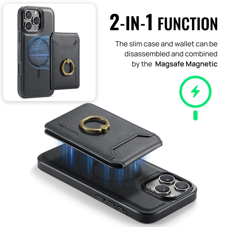 For iPhone 16 Pro Max DG.MING K1 MagSafe Detachable Wallet RFID Back Cover Phone Case(Black) - iPhone 16 Pro Max Cases by DG.MING | Online Shopping South Africa | PMC Jewellery | Buy Now Pay Later Mobicred