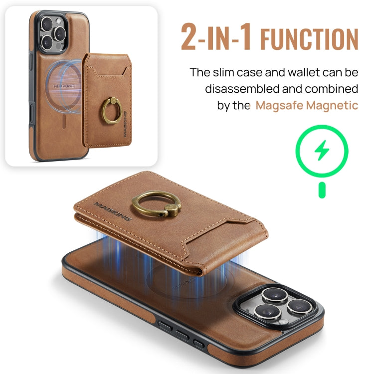 For iPhone 16 Pro Max DG.MING K1 MagSafe Detachable Wallet RFID Back Cover Phone Case(Brown) - iPhone 16 Pro Max Cases by DG.MING | Online Shopping South Africa | PMC Jewellery | Buy Now Pay Later Mobicred