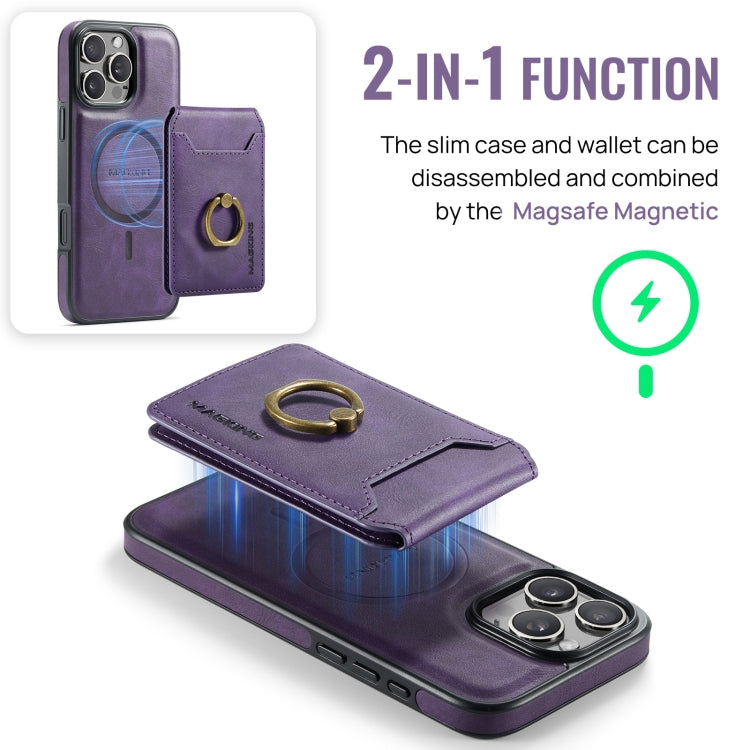 For iPhone 16 Pro DG.MING K1 MagSafe Detachable Wallet RFID Back Cover Phone Case(Purple) - iPhone 16 Pro Cases by DG.MING | Online Shopping South Africa | PMC Jewellery | Buy Now Pay Later Mobicred