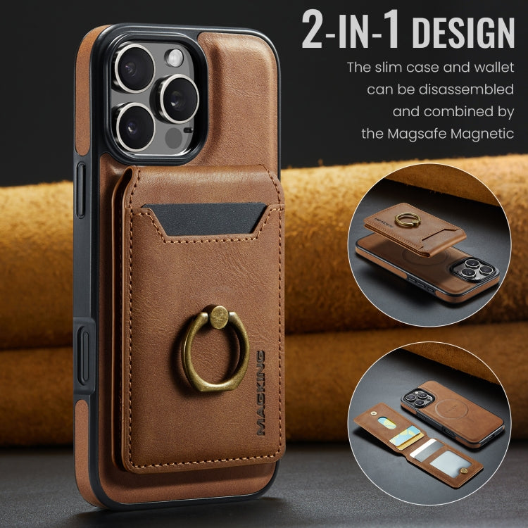 For iPhone 16 Pro DG.MING K1 MagSafe Detachable Wallet RFID Back Cover Phone Case(Brown) - iPhone 16 Pro Cases by DG.MING | Online Shopping South Africa | PMC Jewellery | Buy Now Pay Later Mobicred