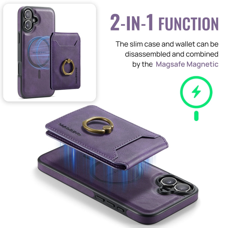 For iPhone 16 Plus DG.MING K1 MagSafe Detachable Wallet RFID Back Cover Phone Case(Purple) - iPhone 16 Plus Cases by DG.MING | Online Shopping South Africa | PMC Jewellery | Buy Now Pay Later Mobicred