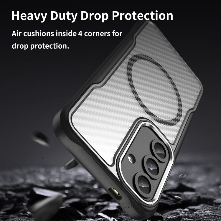 For Samsung Galaxy S25 5G Carbon Fiber Texture MagSafe Translucent Phone Case(Black) - free shipping - PMC Jewellery - Order now!