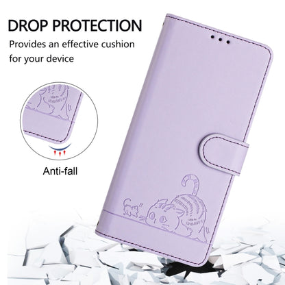 For Samsung Galaxy S25 Ultra 5G Cat Rat Embossed RFID Leather Phone Case with Lanyard(Purple) - Galaxy S25 Ultra 5G Cases by PMC Jewellery | Online Shopping South Africa | PMC Jewellery | Buy Now Pay Later Mobicred