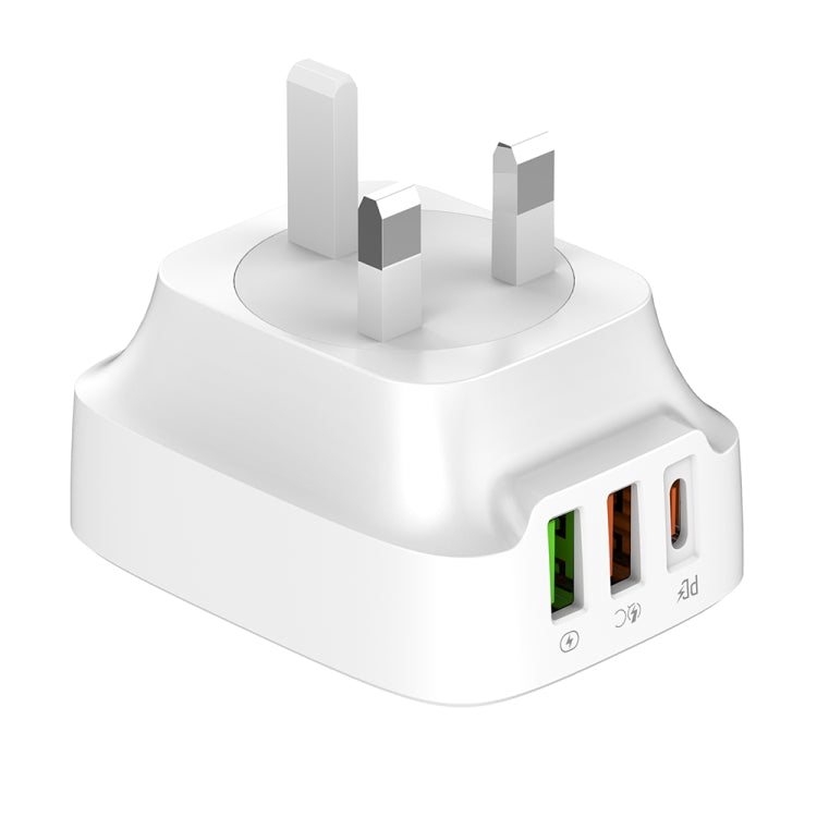 LDNIO Q334 32W Type-C + Dual USB Port Charger with 1m Micro USB Data Cable, Plug Type:UK Plug(White) - USB Charger by LDNIO | Online Shopping South Africa | PMC Jewellery | Buy Now Pay Later Mobicred