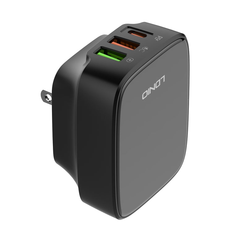 LDNIO Q334 32W Type-C + Dual USB Port Charger with 1m Micro USB Data Cable, Plug Type:US Plug(Black) - USB Charger by LDNIO | Online Shopping South Africa | PMC Jewellery | Buy Now Pay Later Mobicred