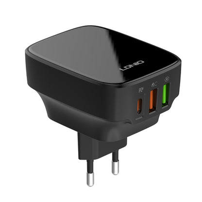 LDNIO Q334 32W Type-C + Dual USB Port Charger with 1m USB-C / Type-C to 8 Pin Data Cable, Plug Type:EU Plug(Black) - USB Charger by LDNIO | Online Shopping South Africa | PMC Jewellery | Buy Now Pay Later Mobicred