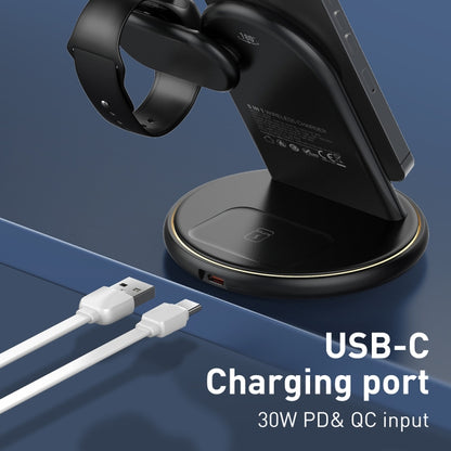 LDNIO WL02 25.5W 5 in 1 MagSafe Wireless Charger with 30cm Type-C Cable(Black) - Wireless Charger by LDNIO | Online Shopping South Africa | PMC Jewellery | Buy Now Pay Later Mobicred