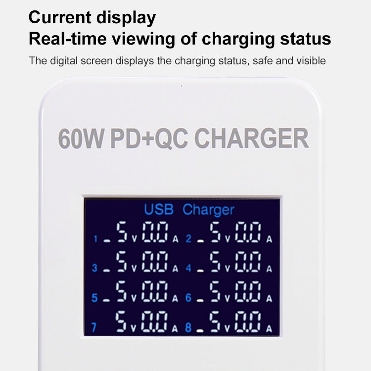 A8B 50W 8 Ports USB Smart Charging Station with Digital Display, Plug:UK Plug - Multifunction Charger by PMC Jewellery | Online Shopping South Africa | PMC Jewellery | Buy Now Pay Later Mobicred