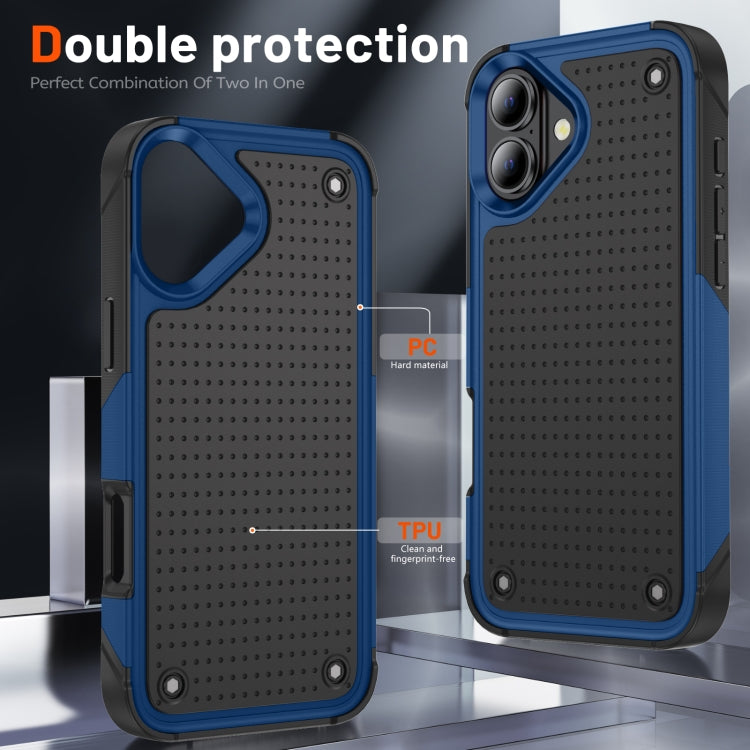 For iPhone 16 PC + TPU Shockproof Protective Phone Case(Blue+Black) - iPhone 16 Cases by PMC Jewellery | Online Shopping South Africa | PMC Jewellery | Buy Now Pay Later Mobicred