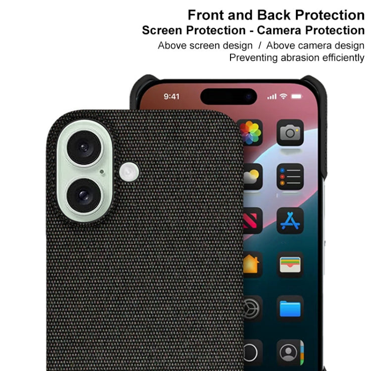 For iPhone 16 imak Ruiyi Series Cloth Texture PU + PC Phone Case(Black) - iPhone 16 Cases by imak | Online Shopping South Africa | PMC Jewellery | Buy Now Pay Later Mobicred