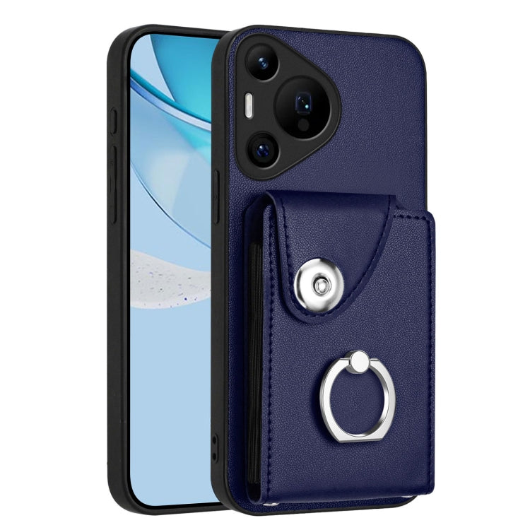 For Huawei Pura 70 Pro / 70 Pro+ Organ Card Bag Ring Holder Phone Case(Blue) - Huawei Cases by PMC Jewellery | Online Shopping South Africa | PMC Jewellery | Buy Now Pay Later Mobicred