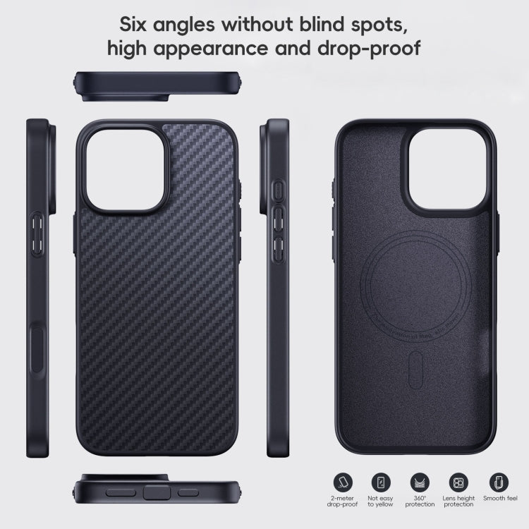 For iPhone 16 Plus Carbon Fiber Kevlar MagSafe Magnetic Phone Case(Black) - iPhone 16 Plus Cases by PMC Jewellery | Online Shopping South Africa | PMC Jewellery | Buy Now Pay Later Mobicred