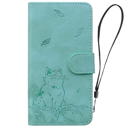 For Redmi K70 Ultra Cute Cat Embossed Leather Phone Case(Green) - Xiaomi Cases by PMC Jewellery | Online Shopping South Africa | PMC Jewellery | Buy Now Pay Later Mobicred