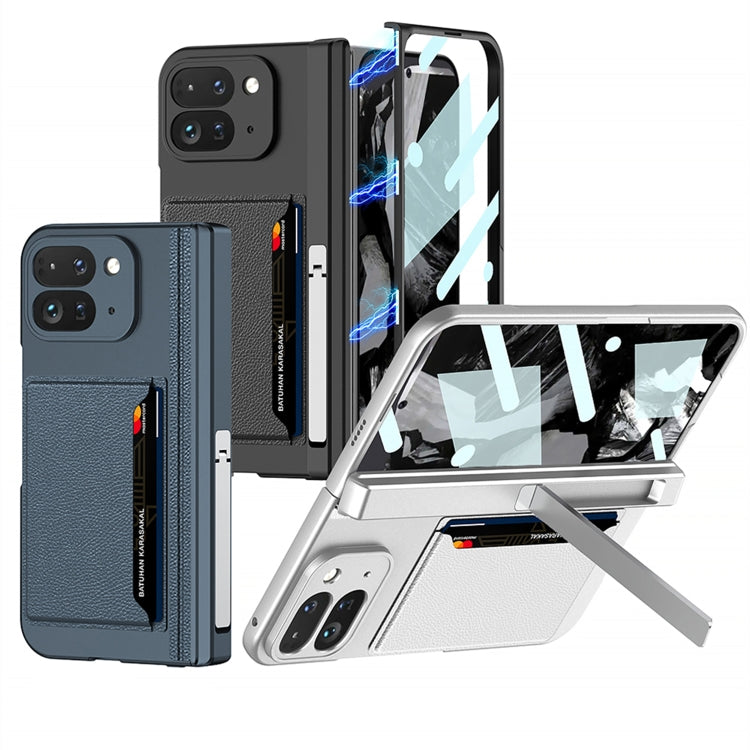 For Google Pixel 9 Pro Fold GKK Integrated Fold Hinge Card Slot Phone Case with Holder(Navy Blue) - Google Cases by GKK | Online Shopping South Africa | PMC Jewellery | Buy Now Pay Later Mobicred