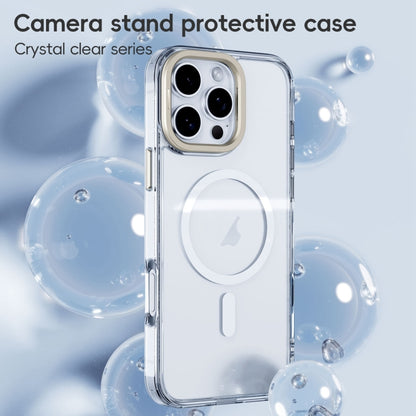 For iPhone 16 Mirror Crystal Clear Lens Holder MagSafe Magnetic Phone Case(Transparent Black) - iPhone 16 Cases by PMC Jewellery | Online Shopping South Africa | PMC Jewellery | Buy Now Pay Later Mobicred