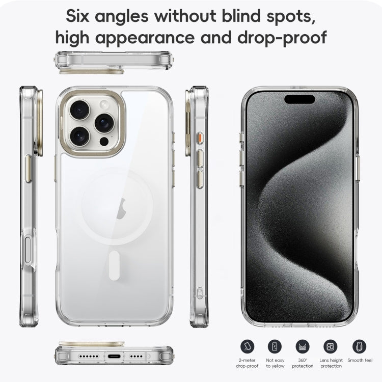 For iPhone 16 Plus Frosted Crystal Clear Lens Holder MagSafe Magnetic Phone Case(Transparent Grey) - iPhone 16 Plus Cases by PMC Jewellery | Online Shopping South Africa | PMC Jewellery | Buy Now Pay Later Mobicred