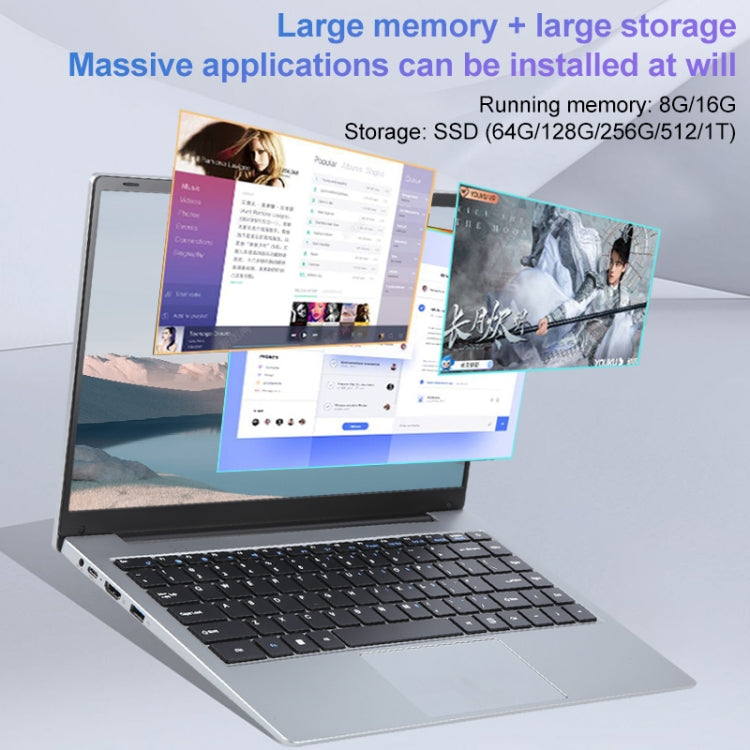 14 inch Windows 11 Laptop, 8GB+128GB, Gen 4th Intel Core i3 CPU, 180 Degree Rotation Axis(Silver) - Others by PMC Jewellery | Online Shopping South Africa | PMC Jewellery | Buy Now Pay Later Mobicred