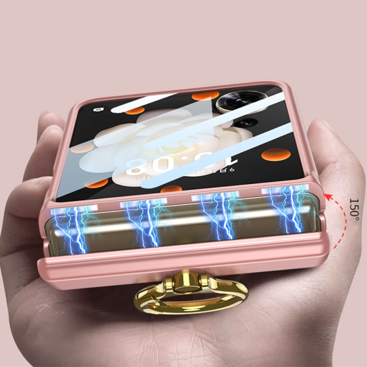 For Honor Magic V Flip GKK Integrated Magnetic Folding Hinge Full Coverage Phone Case with Ring Holder(Pink) - free shipping - PMC Jewellery - Order now!
