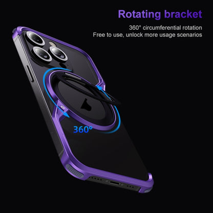 For iPhone 14 Pro Max Frameless Rotation Holder Magsafe Metal Phone Case(Dark Purple) - iPhone 14 Pro Max Cases by PMC Jewellery | Online Shopping South Africa | PMC Jewellery | Buy Now Pay Later Mobicred