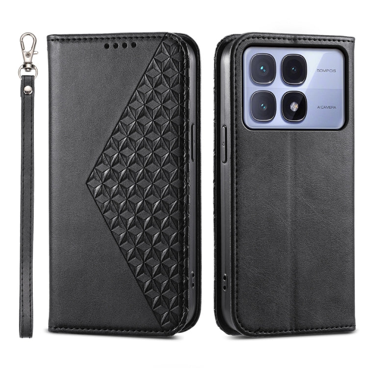 For Redmi K70 Ultra Cubic Grid Calf Texture Magnetic Leather Phone Case(Black) - Xiaomi Cases by PMC Jewellery | Online Shopping South Africa | PMC Jewellery | Buy Now Pay Later Mobicred