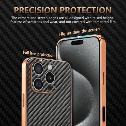 For iPhone 16 Pro Max AZNS Electroplated Edge Carbon Fiber Texture Phone Case(Blue) - iPhone 16 Pro Max Cases by AZNS | Online Shopping South Africa | PMC Jewellery | Buy Now Pay Later Mobicred