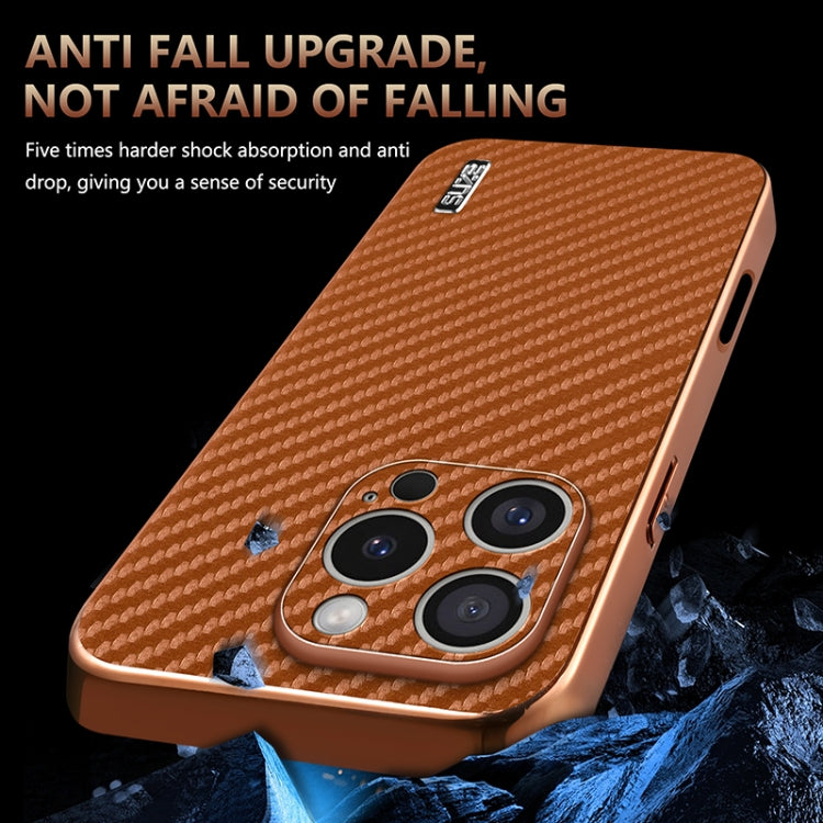 For iPhone 16 Pro AZNS Electroplated Edge Carbon Fiber Texture Phone Case(Blue) - iPhone 16 Pro Cases by AZNS | Online Shopping South Africa | PMC Jewellery | Buy Now Pay Later Mobicred