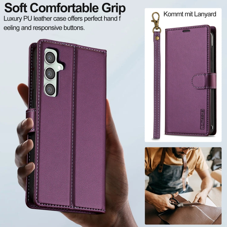 For Samsung Galaxy S23 FE 5G LC.IMEEKE L2 Series Detachable Magsafe PU Phone Case with Lanyard(Purple) - Galaxy S23 FE 5G Cases by LC.IMEEKE | Online Shopping South Africa | PMC Jewellery | Buy Now Pay Later Mobicred