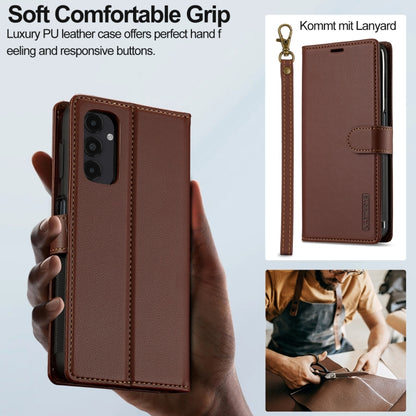 For Samsung Galaxy A14 4G / A14 5G LC.IMEEKE L2 Series Detachable Magsafe PU Phone Case with Lanyard(Brown) - Galaxy Phone Cases by LC.IMEEKE | Online Shopping South Africa | PMC Jewellery | Buy Now Pay Later Mobicred