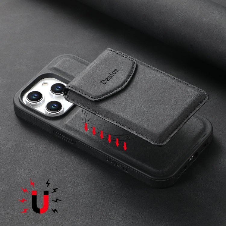 For iPhone 16 Pro Max Denior D19 Skin Feel MagSafe Detachable Card Slot Phone Case(Black) - iPhone 16 Pro Max Cases by Denior | Online Shopping South Africa | PMC Jewellery | Buy Now Pay Later Mobicred