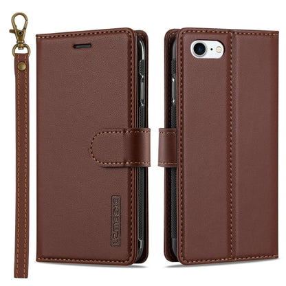 For iPhone 7 / 8 / SE 2020 2022 LC.IMEEKE L2 Series Detachable Magsafe PU Phone Case with Lanyard(Brown) - iPhone SE 2022 / 2020 / 8 / 7 Cases by LC.IMEEKE | Online Shopping South Africa | PMC Jewellery | Buy Now Pay Later Mobicred