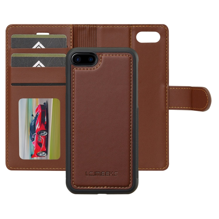 For iPhone 7 / 8 / SE 2020 2022 LC.IMEEKE L2 Series Detachable Magsafe PU Phone Case with Lanyard(Brown) - iPhone SE 2022 / 2020 / 8 / 7 Cases by LC.IMEEKE | Online Shopping South Africa | PMC Jewellery | Buy Now Pay Later Mobicred