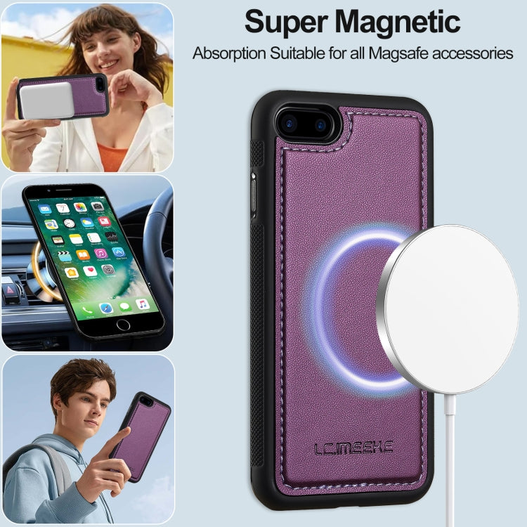 For iPhone 7 / 8 / SE 2020 2022 LC.IMEEKE L2 Series Detachable Magsafe PU Phone Case with Lanyard(Purple) - iPhone SE 2022 / 2020 / 8 / 7 Cases by LC.IMEEKE | Online Shopping South Africa | PMC Jewellery | Buy Now Pay Later Mobicred