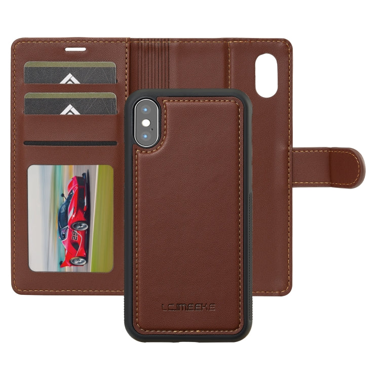 For iPhone X / XS LC.IMEEKE L2 Series Detachable Magsafe PU Phone Case with Lanyard(Brown) - More iPhone Cases by LC.IMEEKE | Online Shopping South Africa | PMC Jewellery | Buy Now Pay Later Mobicred