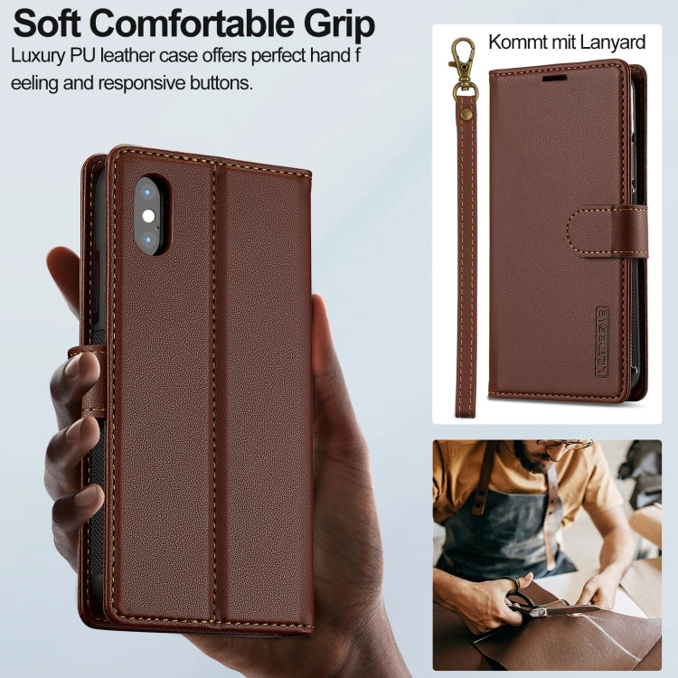 For iPhone X / XS LC.IMEEKE L2 Series Detachable Magsafe PU Phone Case with Lanyard(Brown) - More iPhone Cases by LC.IMEEKE | Online Shopping South Africa | PMC Jewellery | Buy Now Pay Later Mobicred